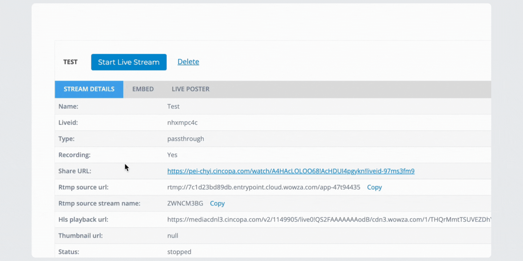 How to set up the live stream thumbnail